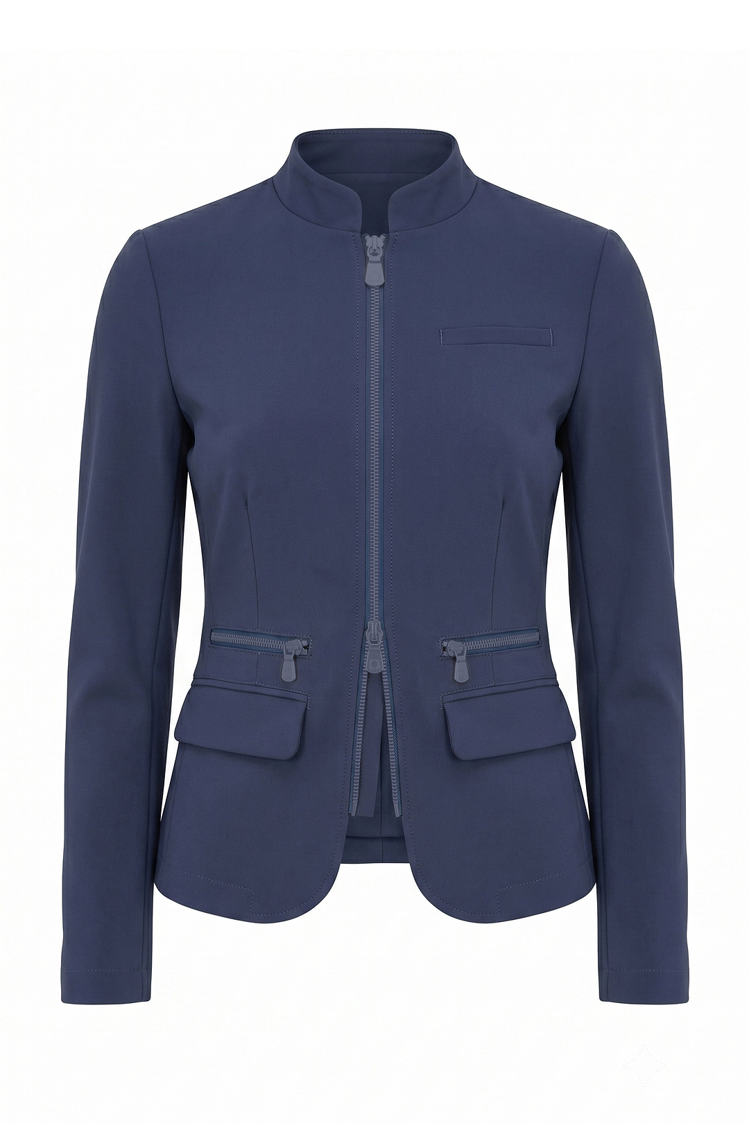 Ghost Mannequin Image of the Gisela Aeroflow Zip Front Twill Blazer