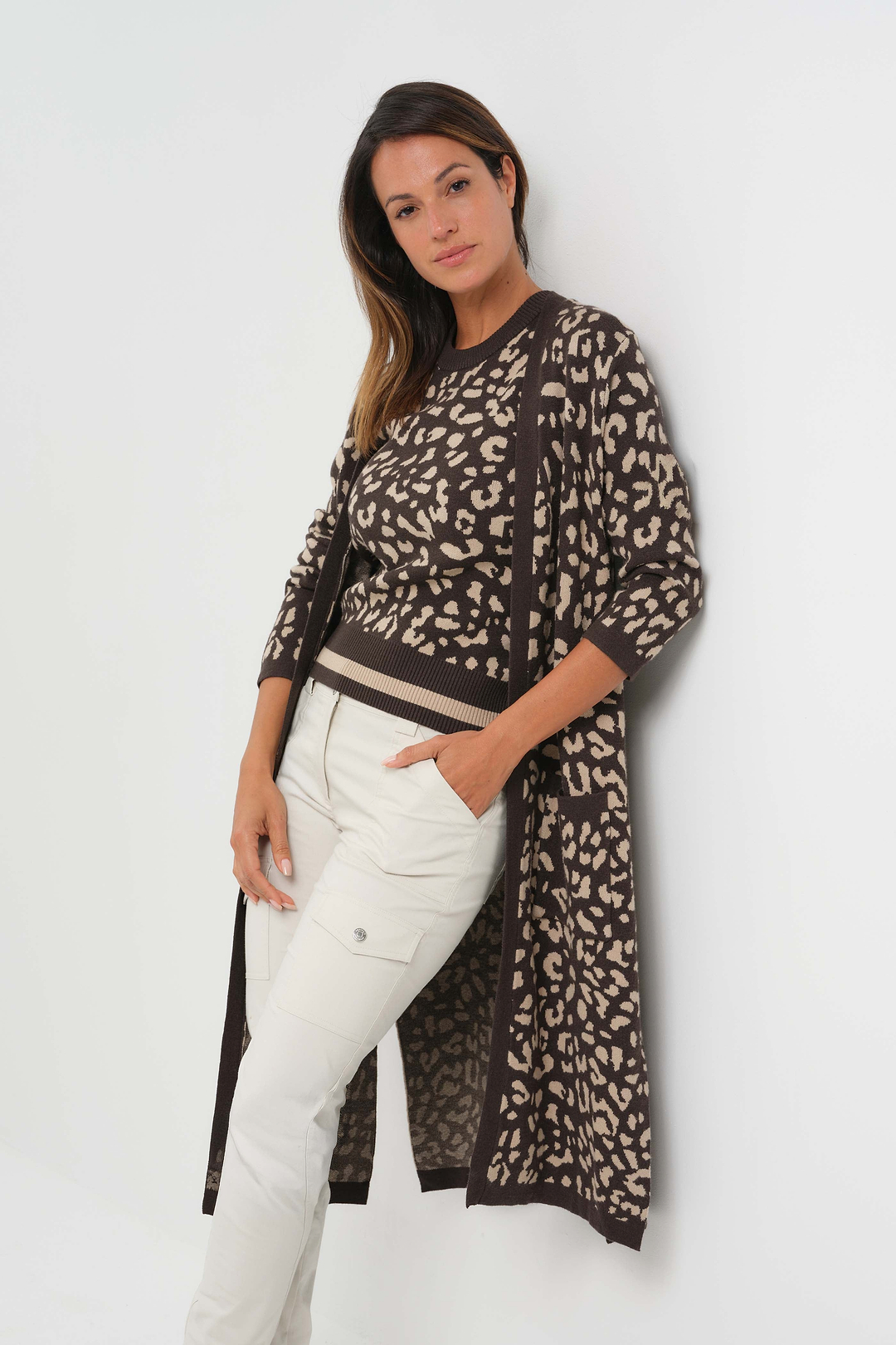 Clara Jacquard Sweater Vest with Striped Hem