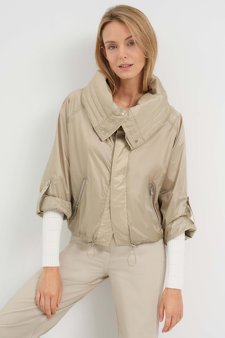 Casey Cropped Windbreaker with Oversized Lapel