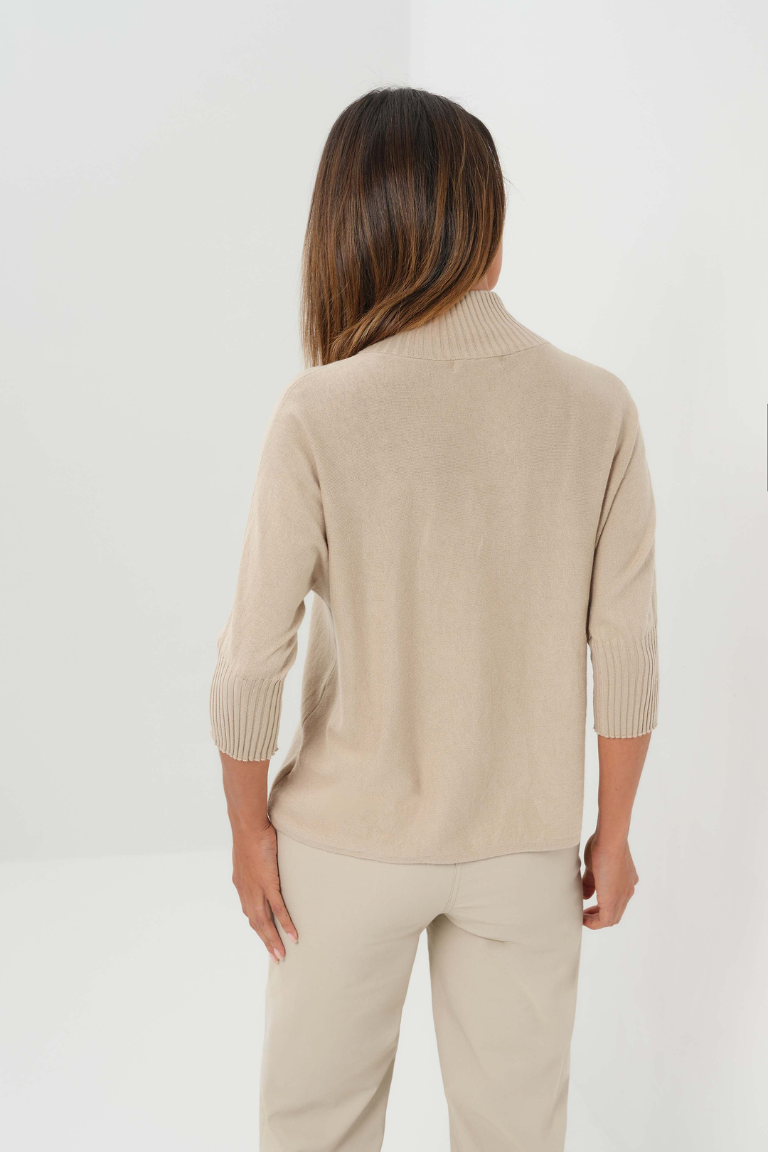 Pull Lucely à col montant et manches coudées 1/4 zip