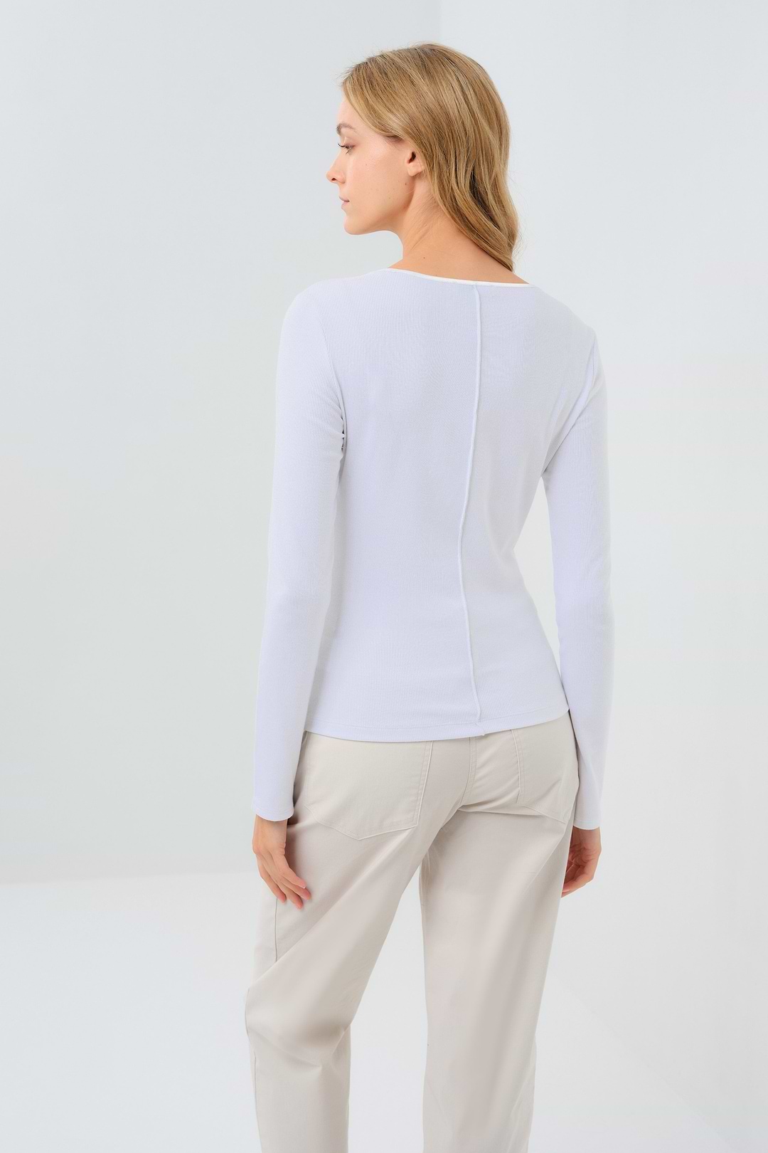 Long Sleeve Celeste Rib Top with Seam Shaping