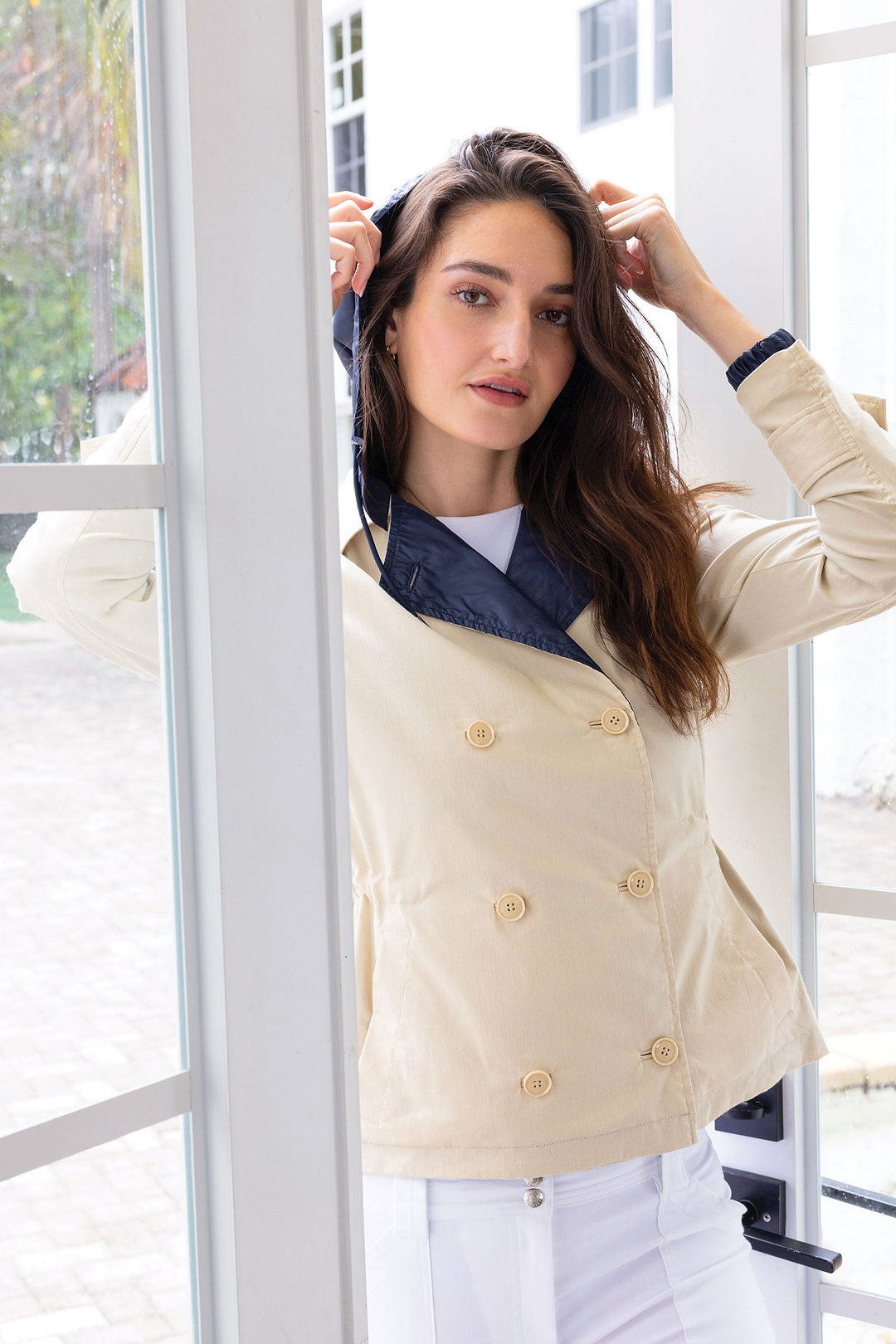 Chaqueta tipo gabardina reversible de algodón y nailon Lexie Performance