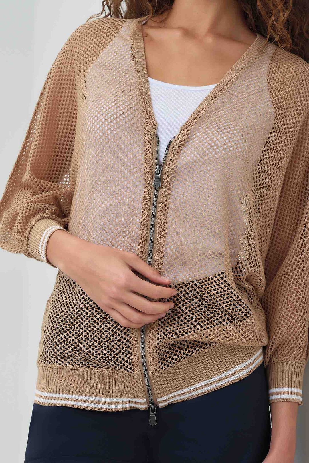 Elora Knit 3/4 Sleeve Full Zip Jacket