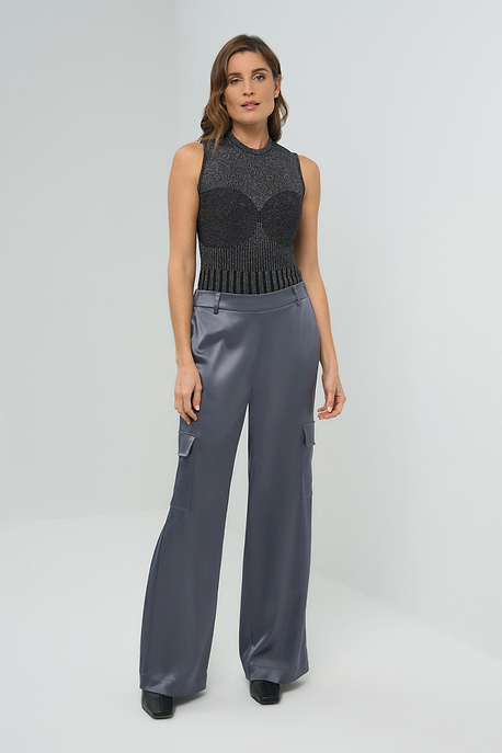 Pantalón cargo ancho de satén Candela