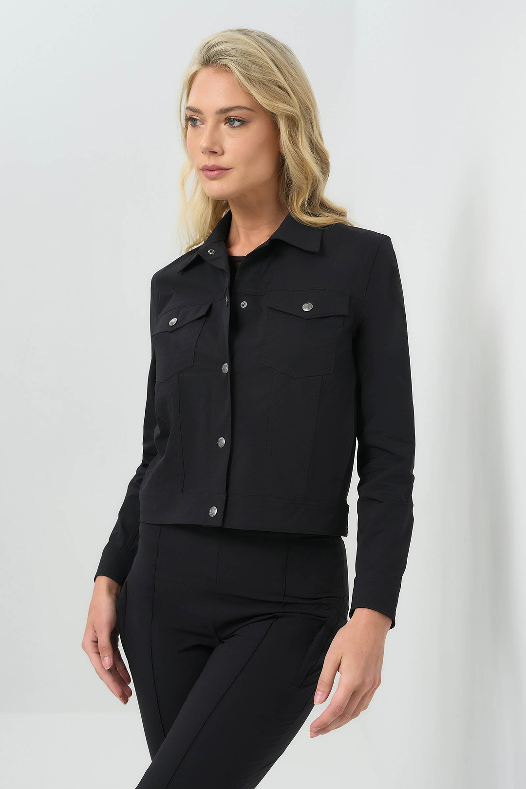 Delilah Ultra Light Weight Denim Style Jacket Black / SM
