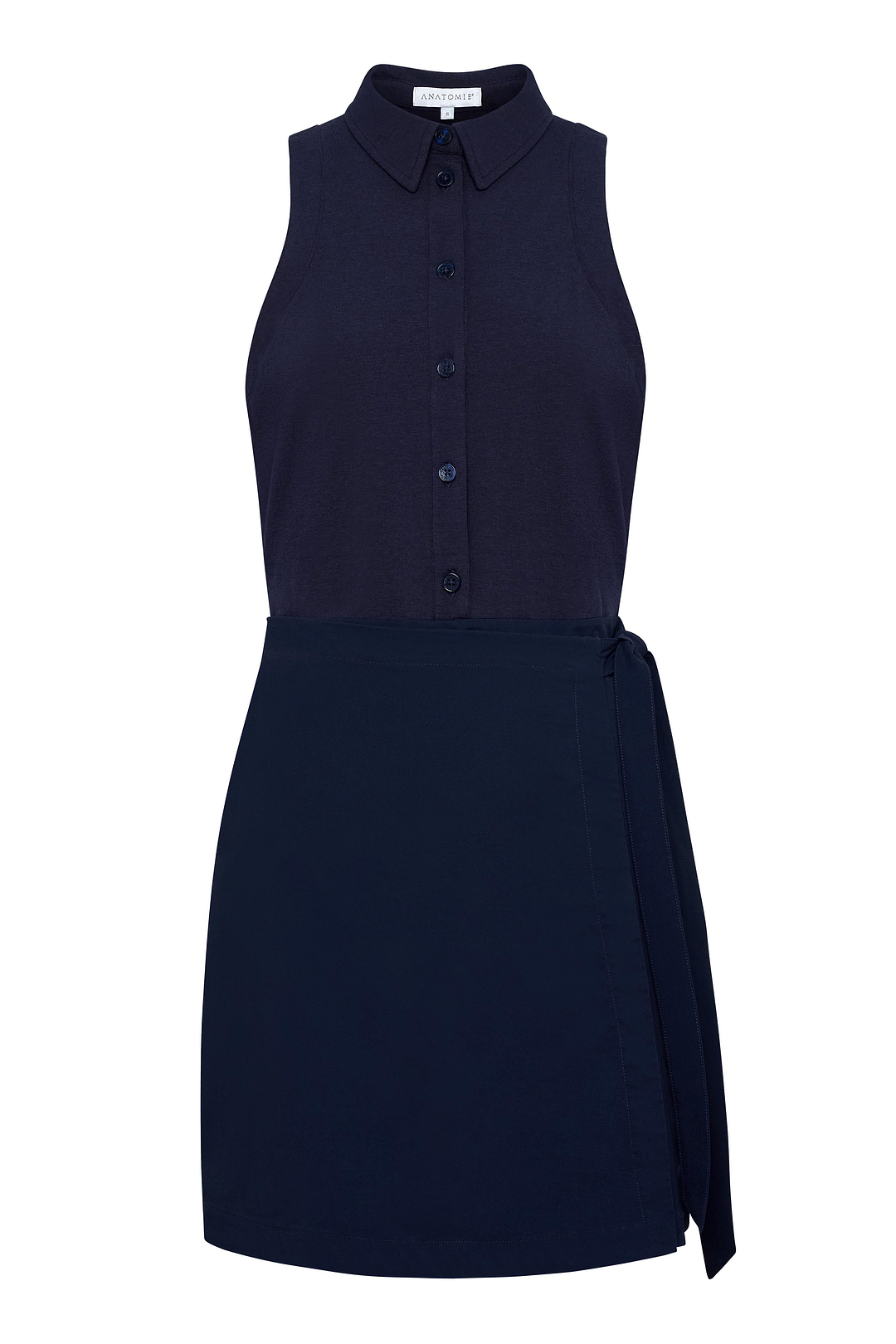 Vestido cruzado sin mangas con cuello y botones Milana