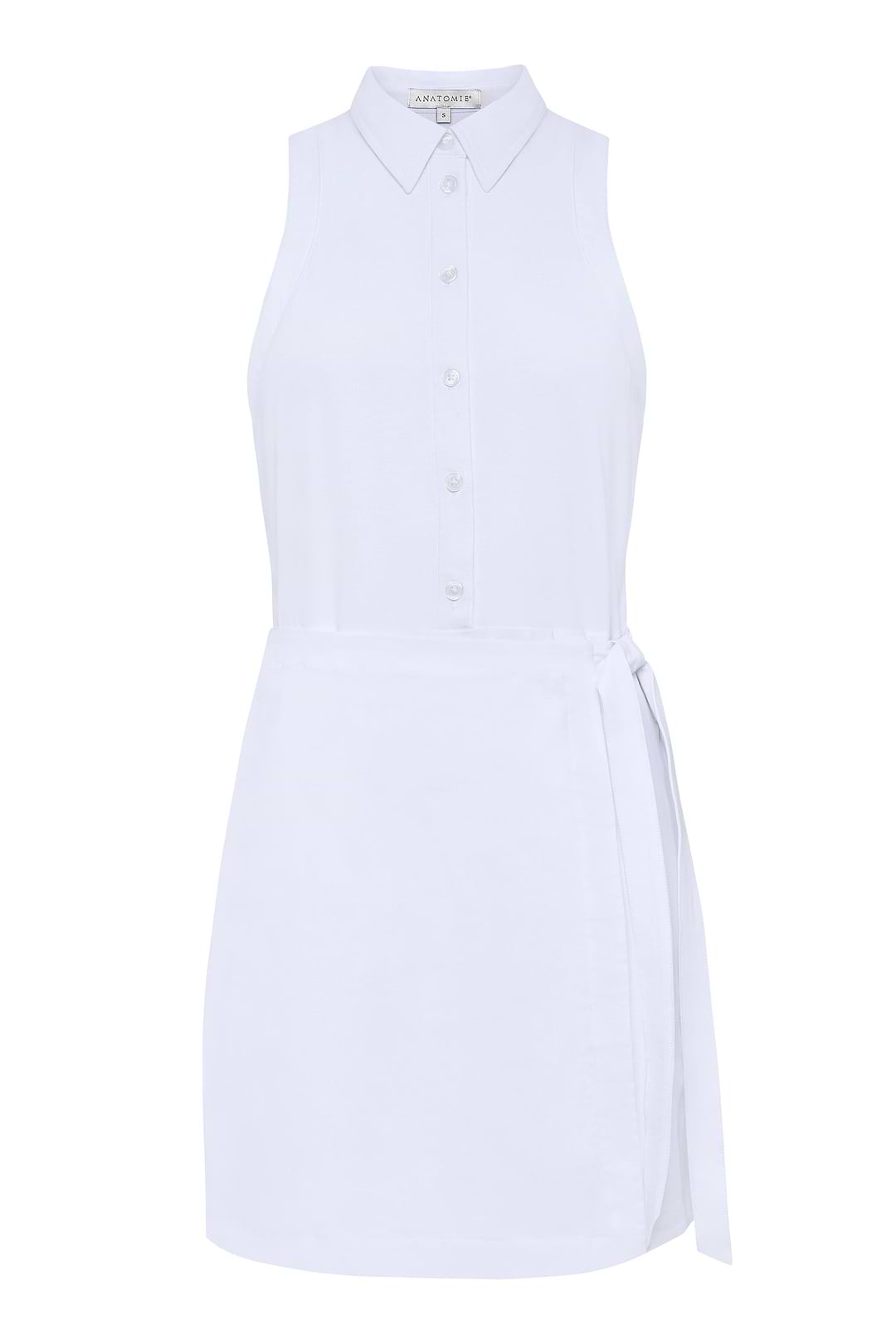 Milana Sleeveless Collared Button Up Wrap Dress in White