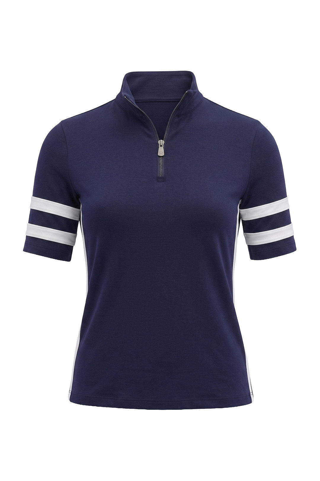 Serena Sport Striped Zip-Up Short Sleeve Top