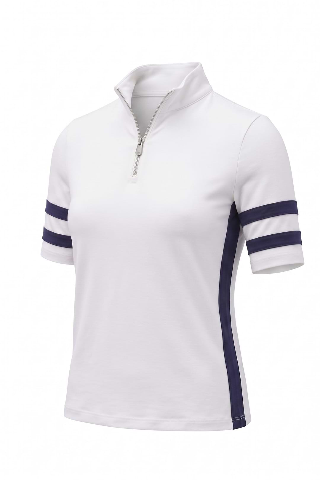 Serena Sport Striped Zip-Up Short Sleeve Top