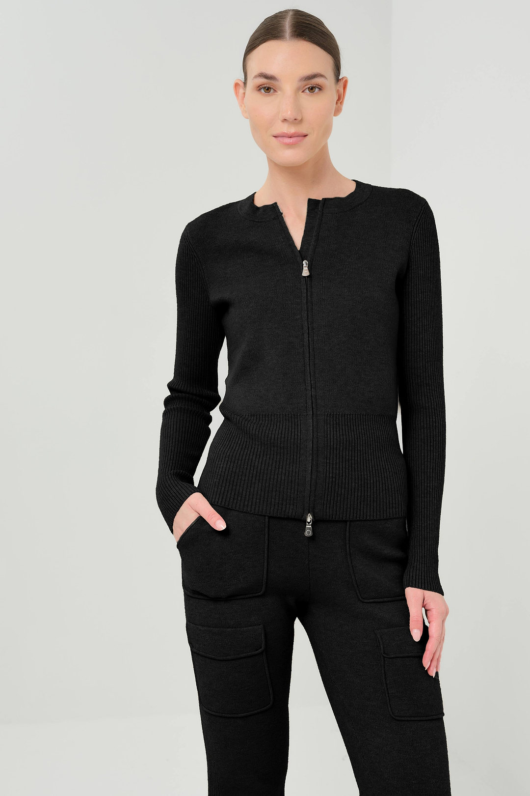 Sky Zip-front Sweater Jacket