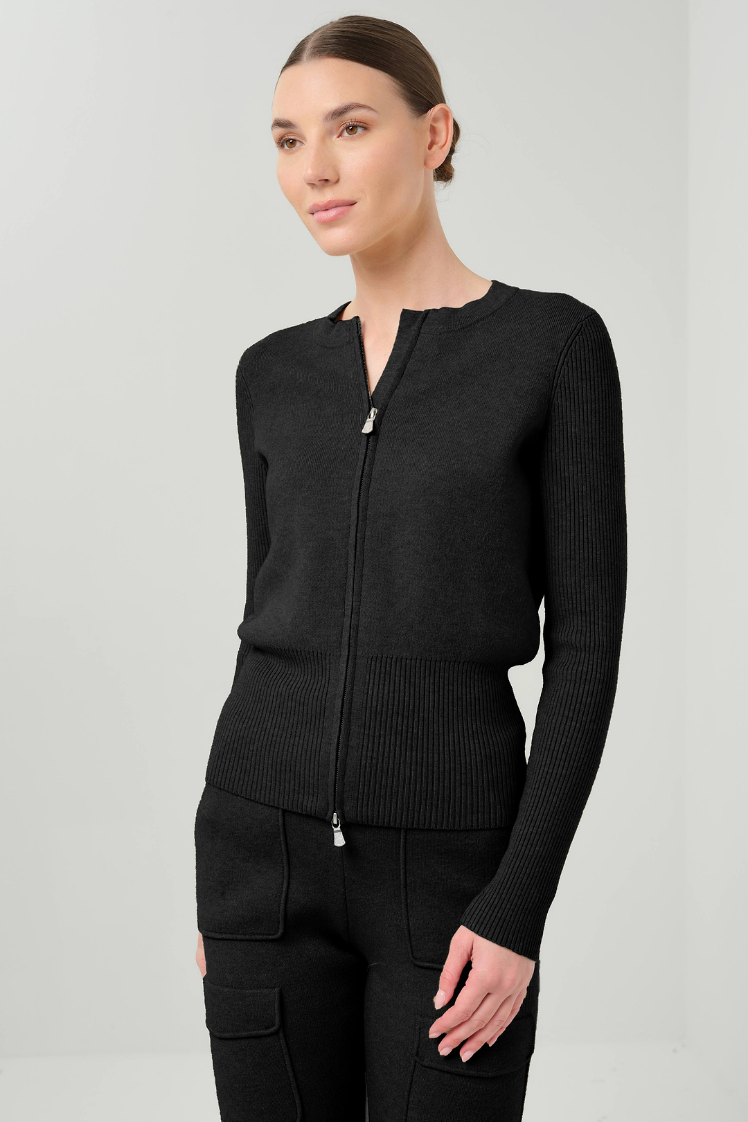 Sky Zip-front Sweater Jacket