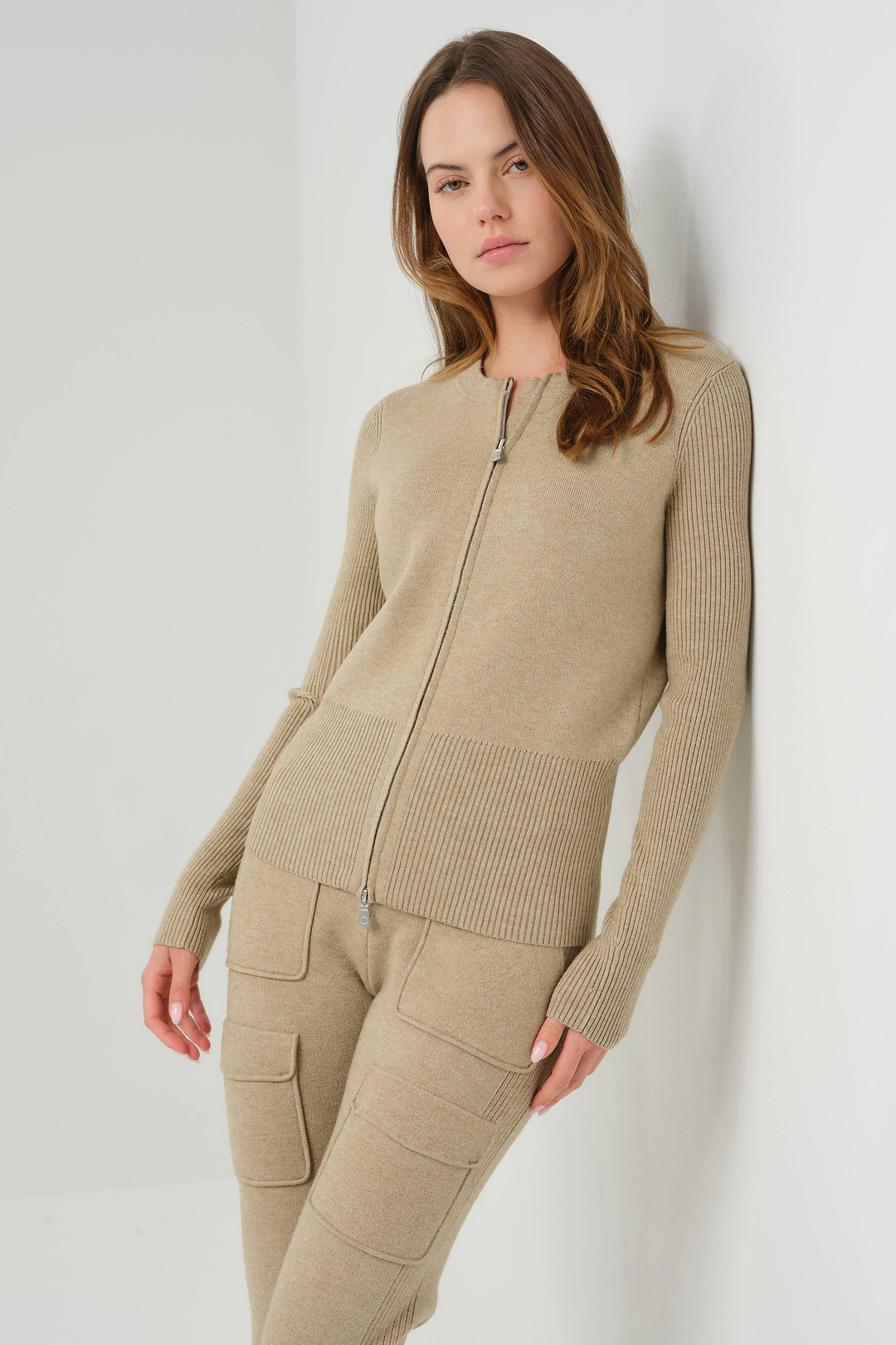 Sky Zip-front Sweater Jacket