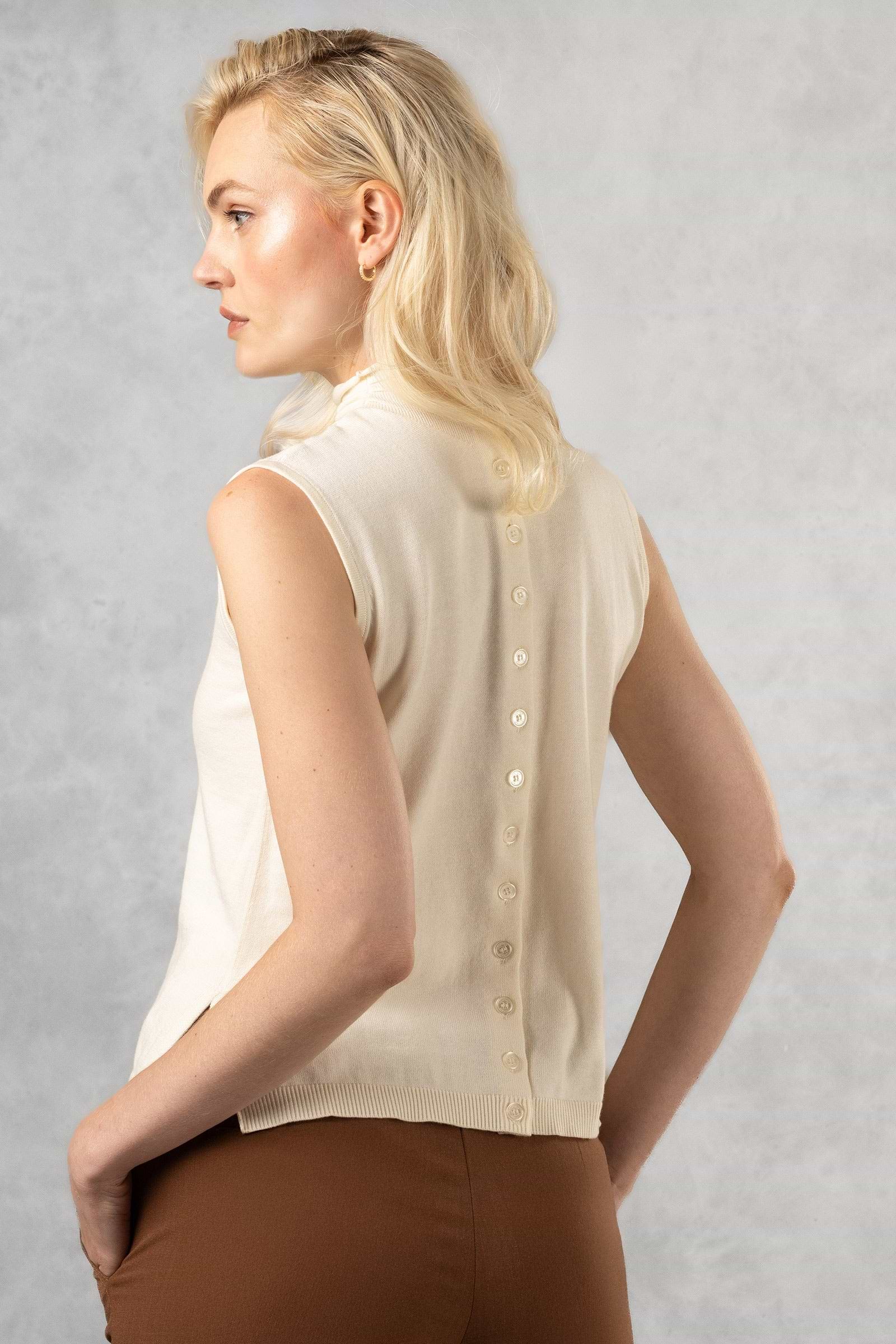 Viola Sweater Knit Sleeveless Button Down Top