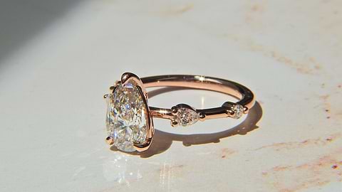 Rose Gold Pear Cut Diamond Ring