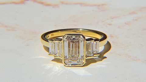 Emerald Cut 5 Stone Vintage Style Ring
