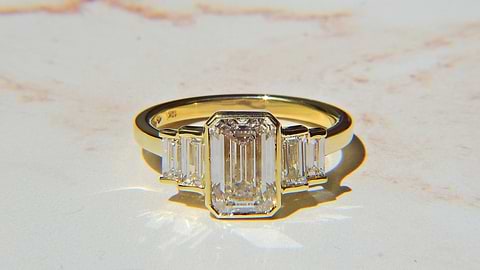 Emerald Cut 5 Stone Vintage Style Ring