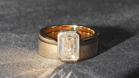 Emerald Cut Bezel Set Diamond Ring