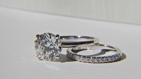 Round Solitaire Diamond Ring with Wedding Band