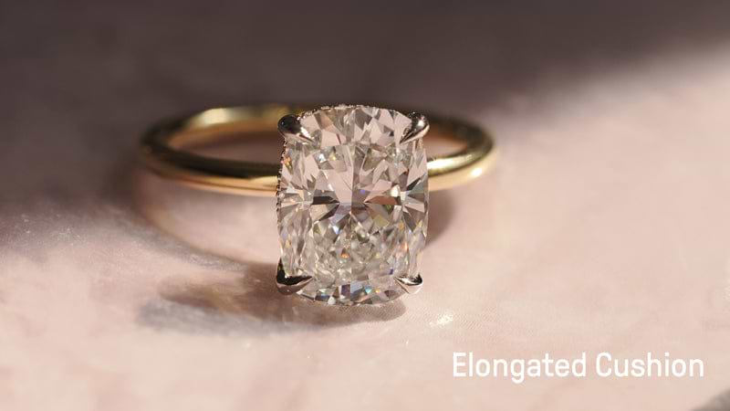 elongated cushion solitaire ring