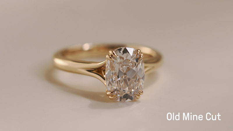 old mine cut split shank yellow gold ring