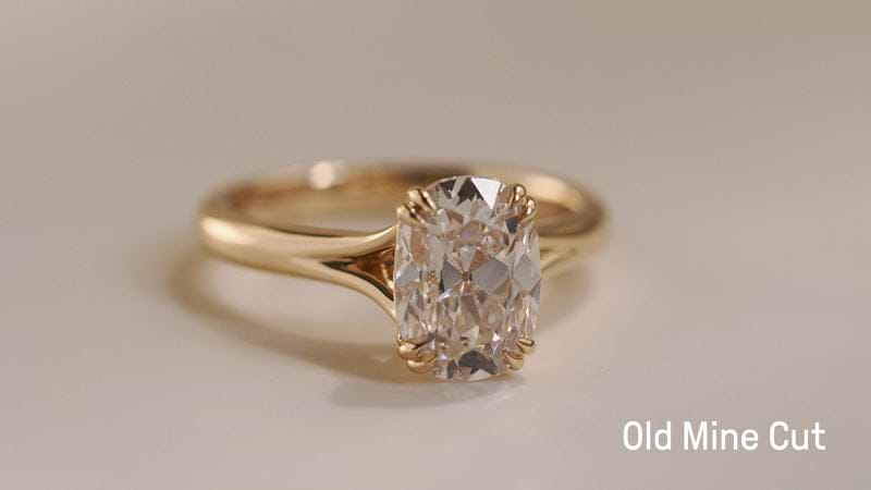 old mine cut split shank yellow gold ring