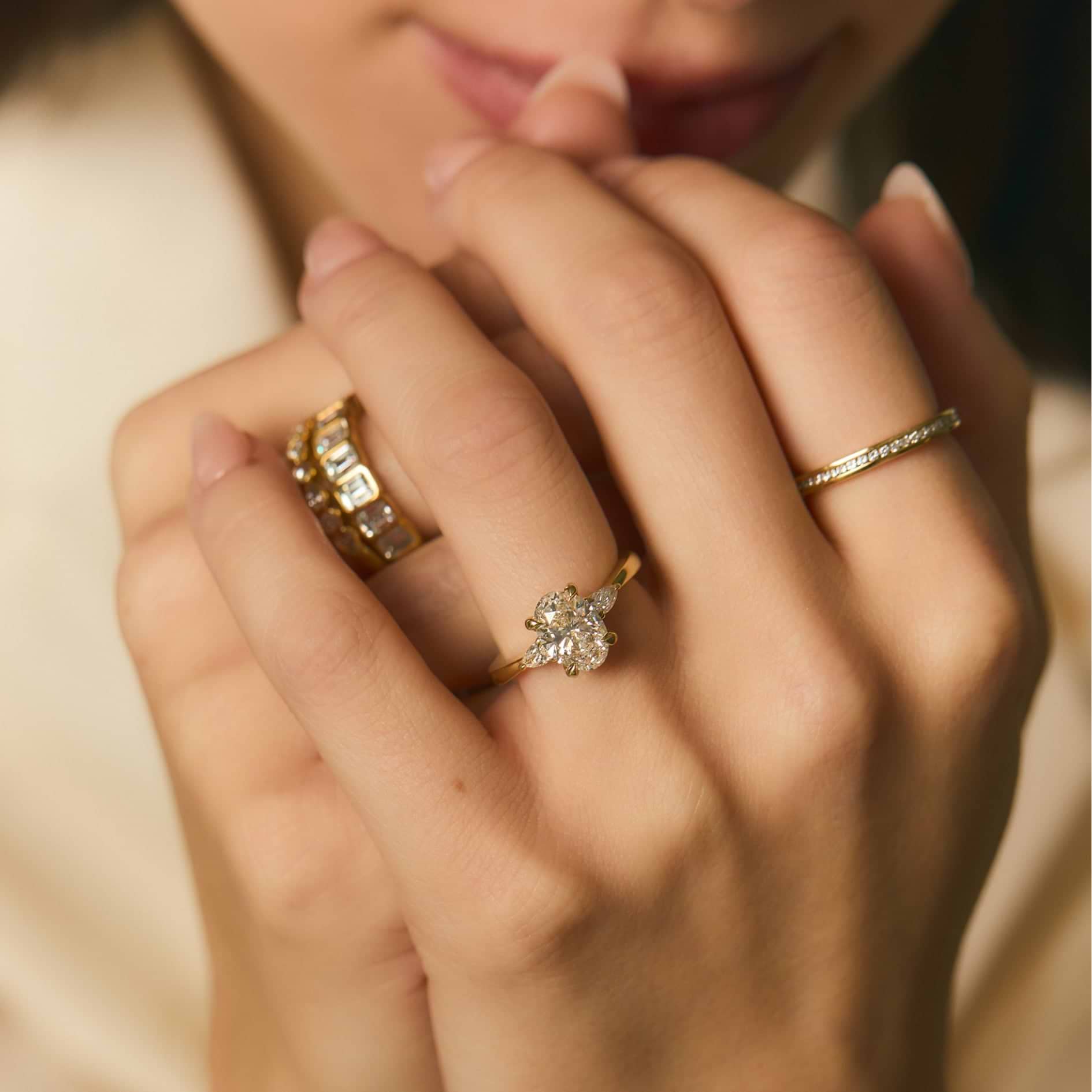 SOLD Oval 1.71ct D VS2 IGI Lab Diamond 3 Stone Ring