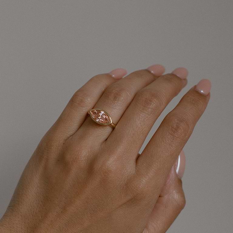 SOLD Marquise Cut 1.90ct Fancy Pink Diamond Bezel Ring