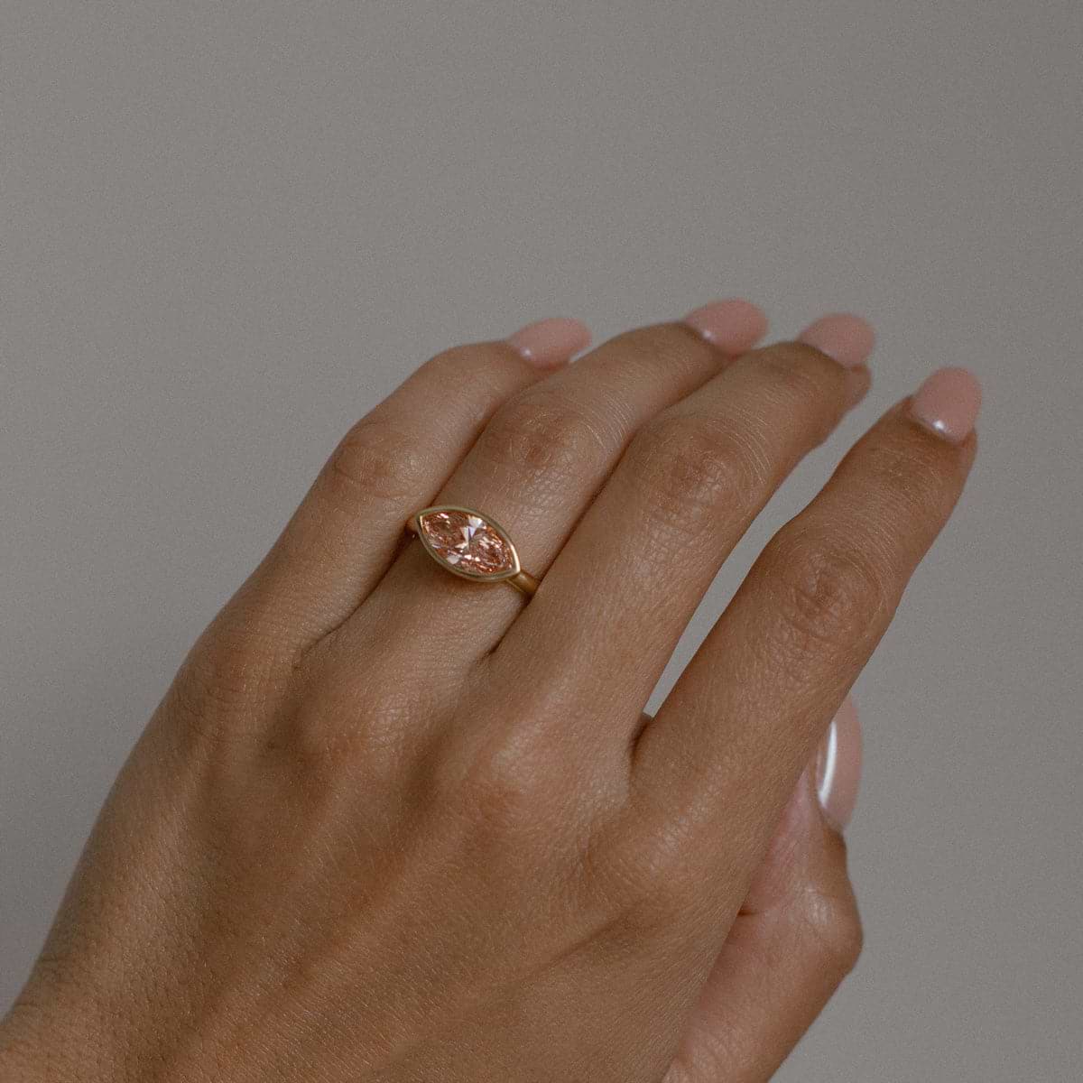SOLD Marquise Cut 1.90ct Fancy Pink Diamond Bezel Ring