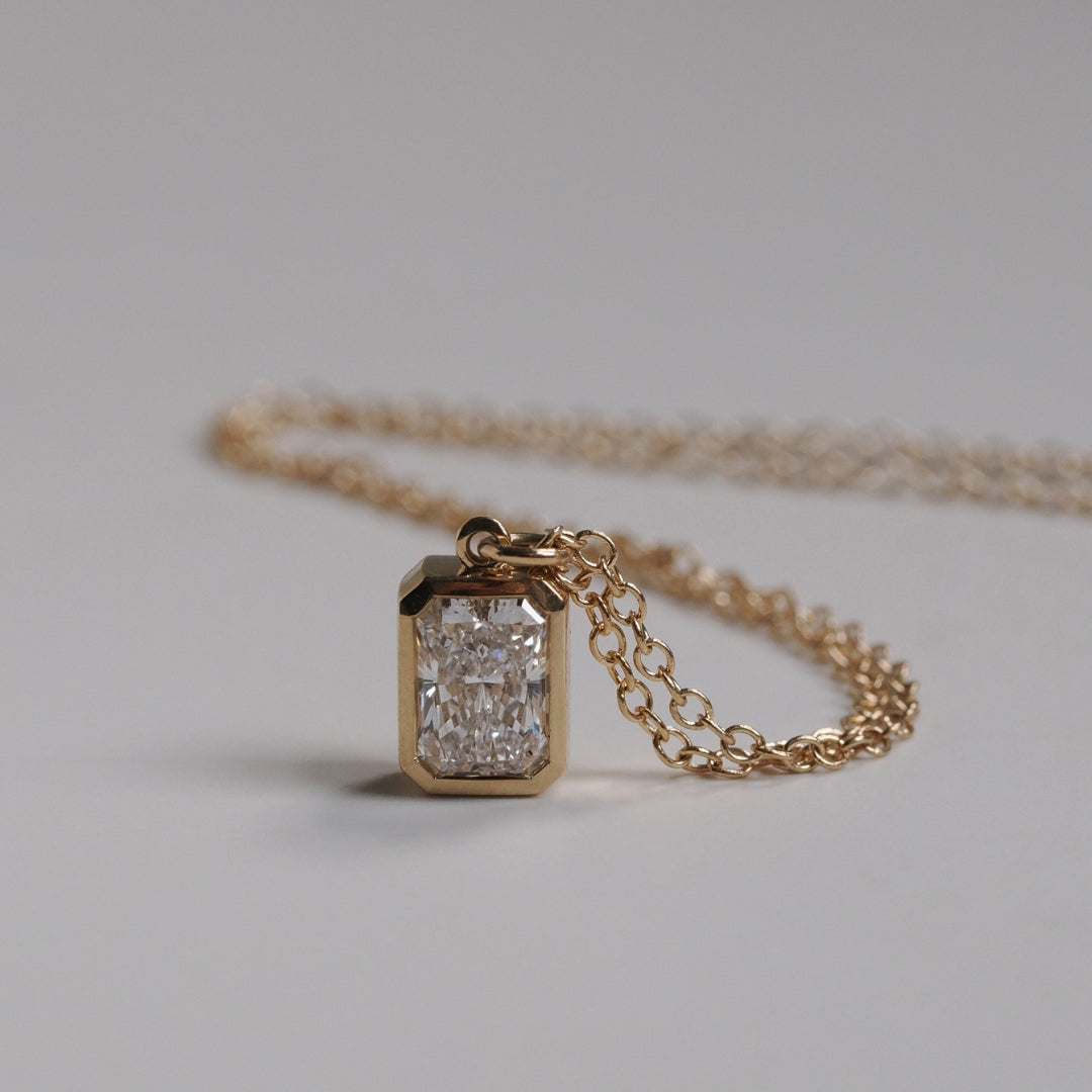 1ct Radiant Cut Bezel Pendant