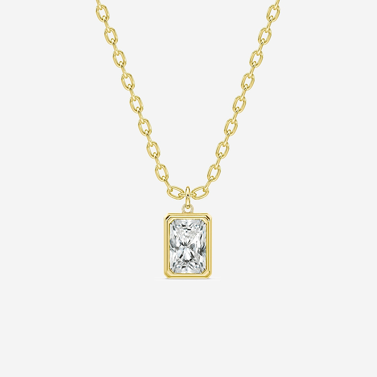 1ct Radiant Cut Bezel Pendant