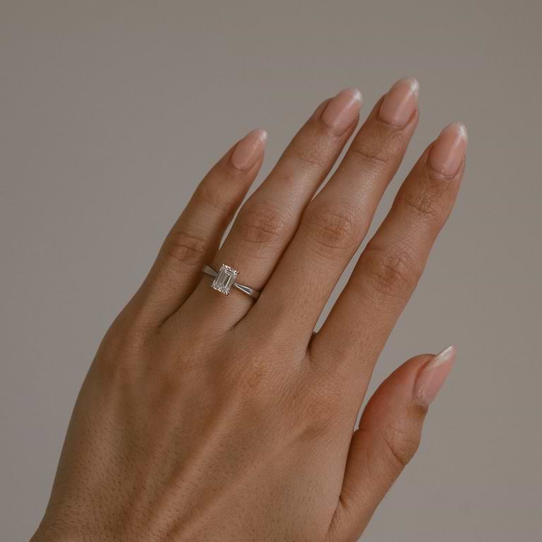 Emerald Cut 1.02ct Mini Cathedral White Gold Ring