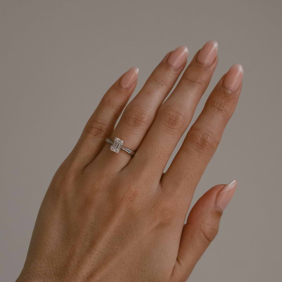 Emerald Cut 1.02ct Mini Cathedral White Gold Ring