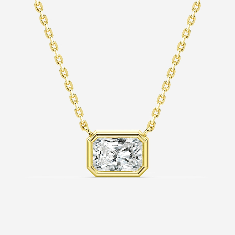 SOLD 2ct Radiant Cut East-West Bezel Pendant