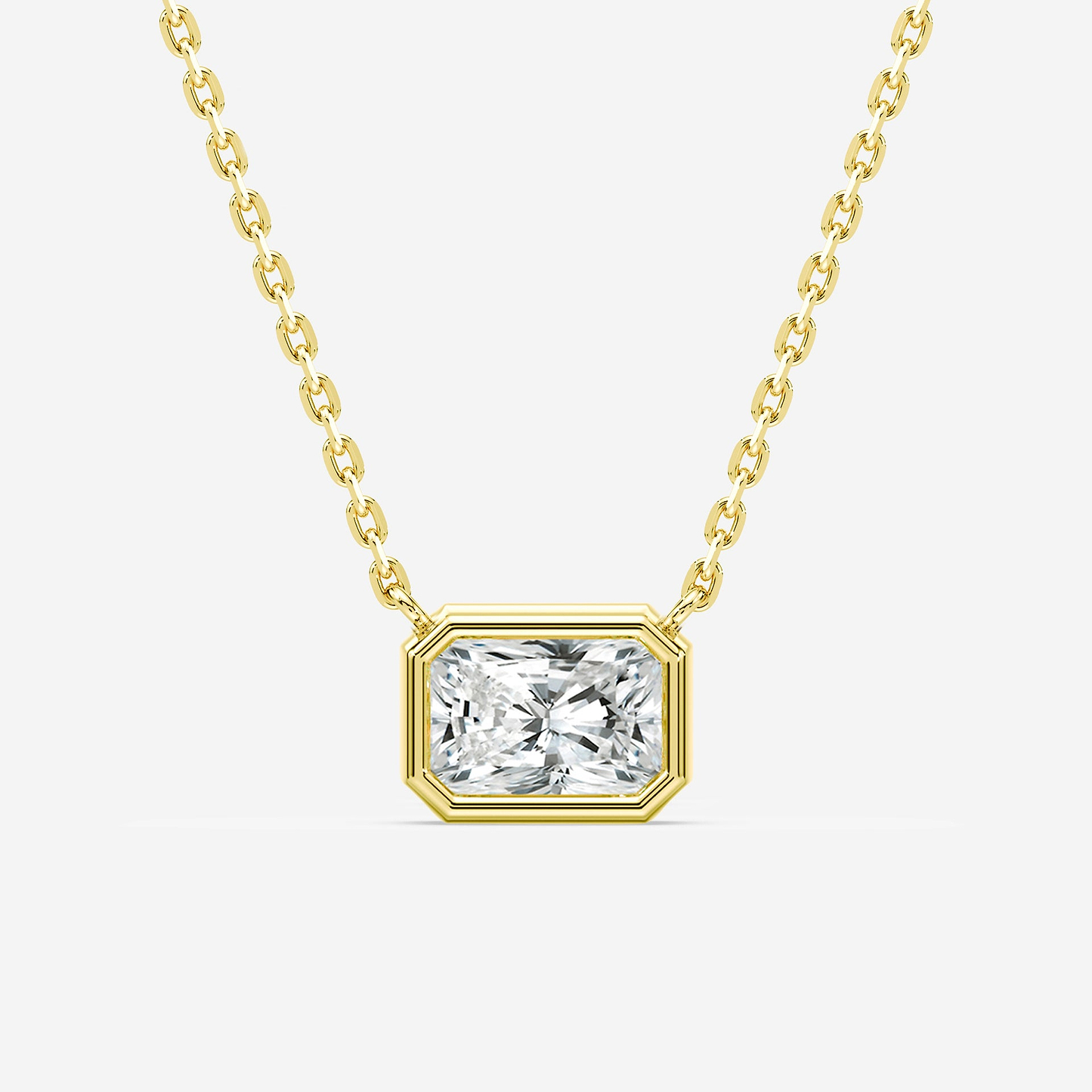 SOLD 2ct Radiant Cut East-West Bezel Pendant