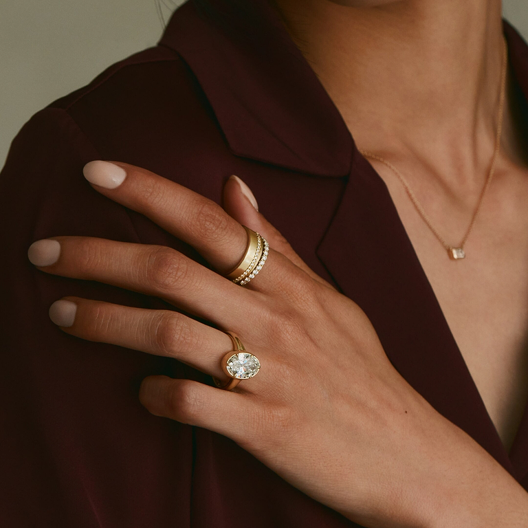 Oval Cut 3.23ct Button Back Ring