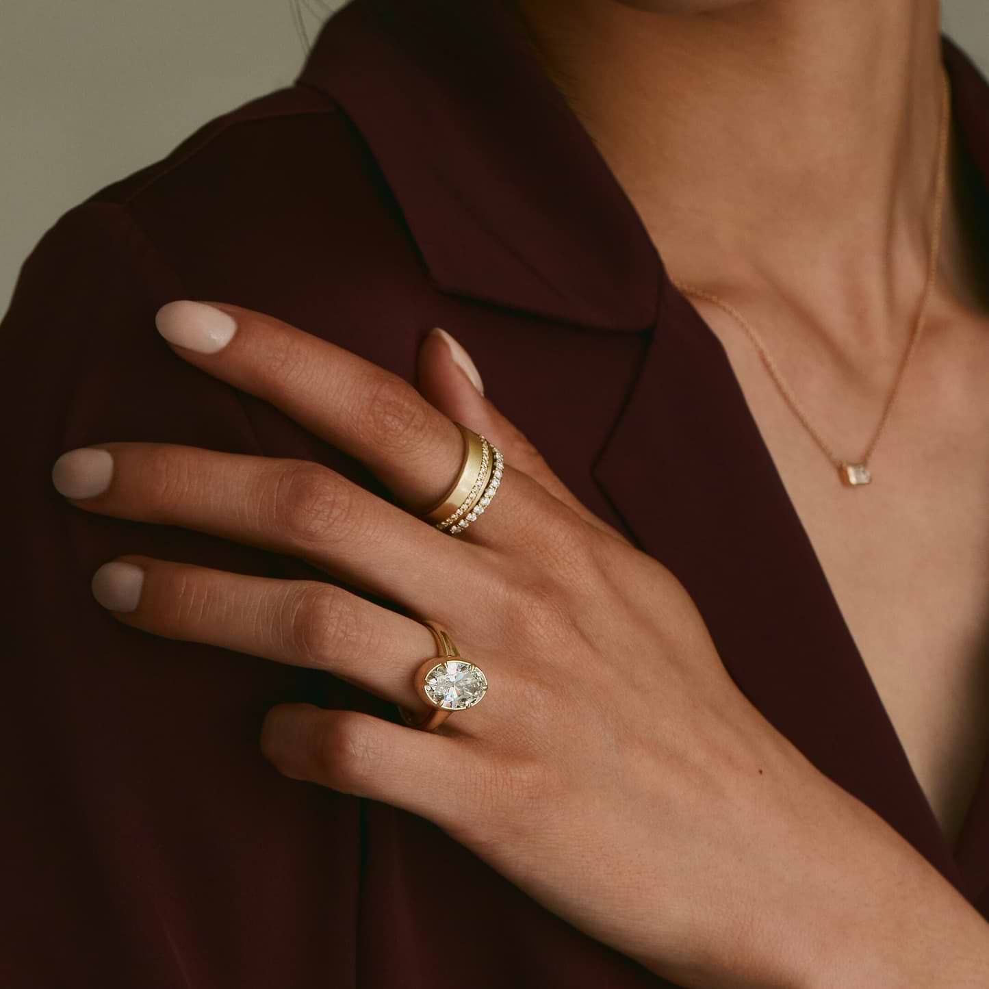 Oval Cut 3.23ct Button Back Ring