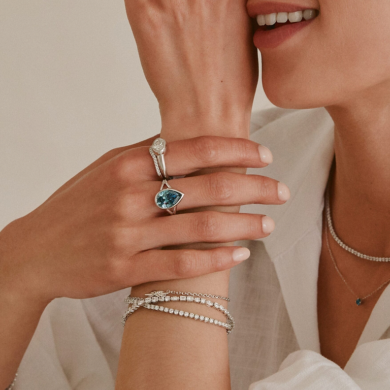 Blue Pear 4ct Lab Diamond Ring