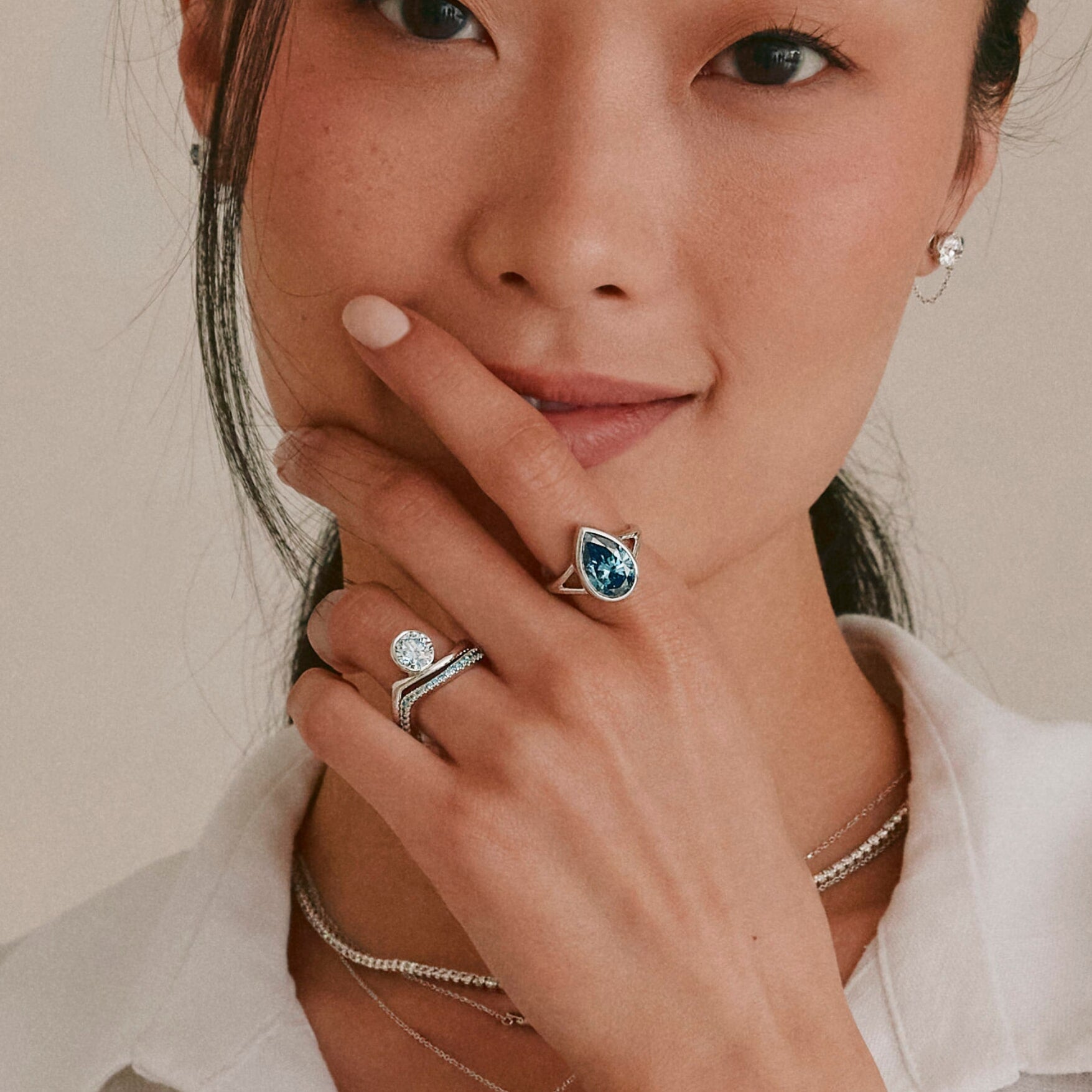 Blue Pear 4ct Lab Diamond Ring