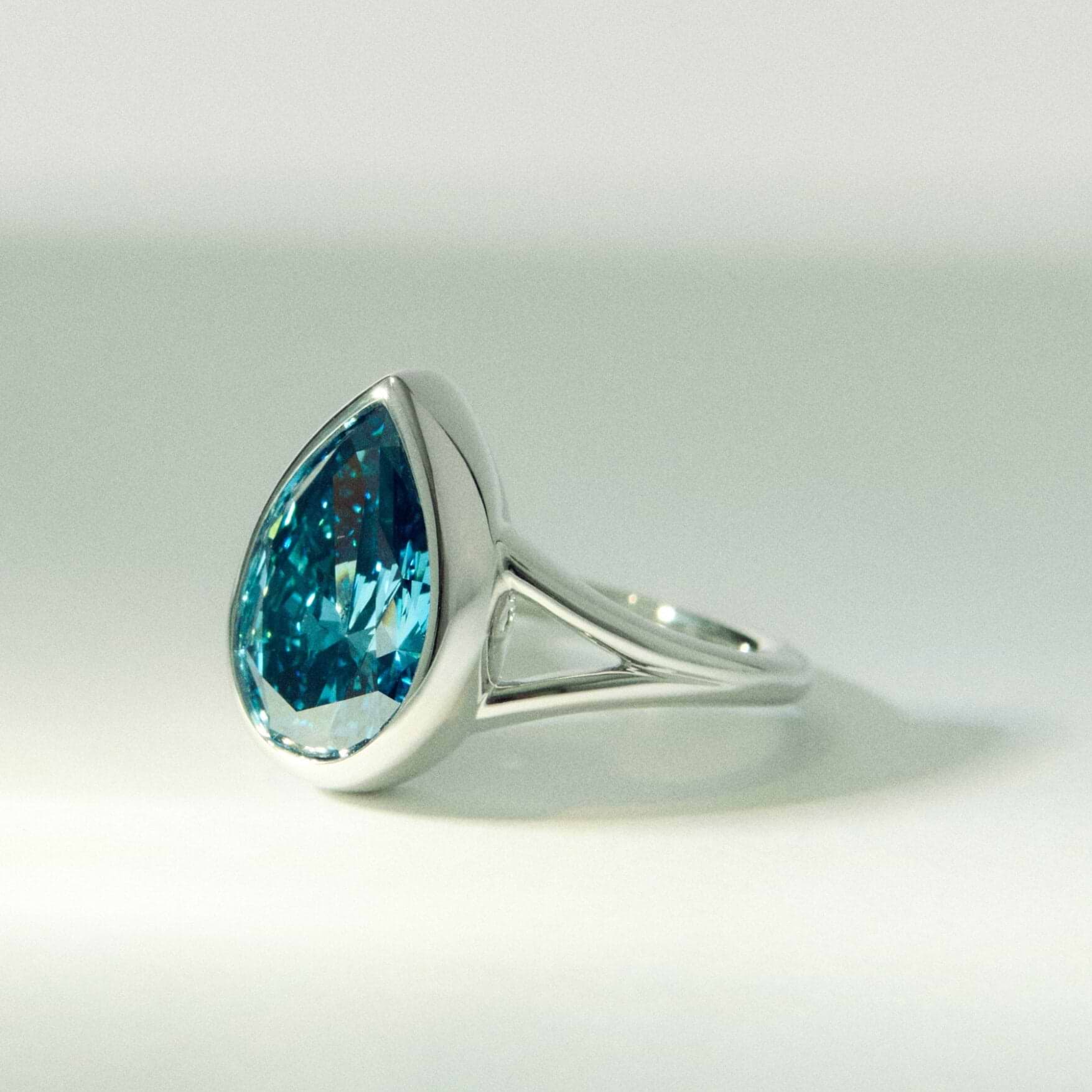 Blue Pear 4ct Lab Diamond Ring