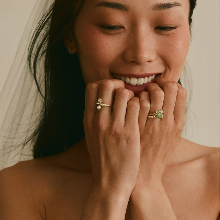 Green Emerald Cut 3.78ct Vintage Peekaboo Ring