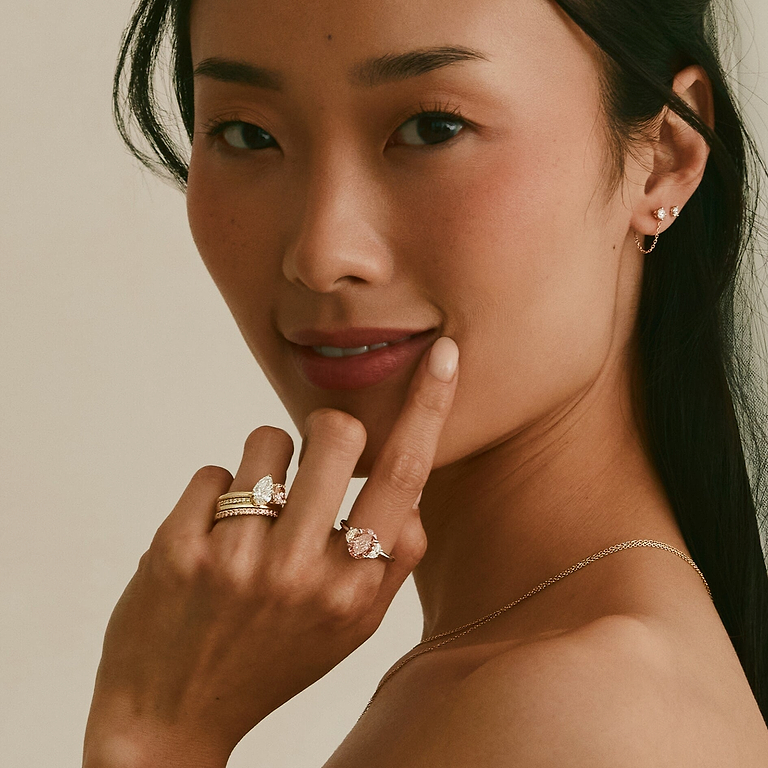 Pink Oval 4cttw Three Stone Ring