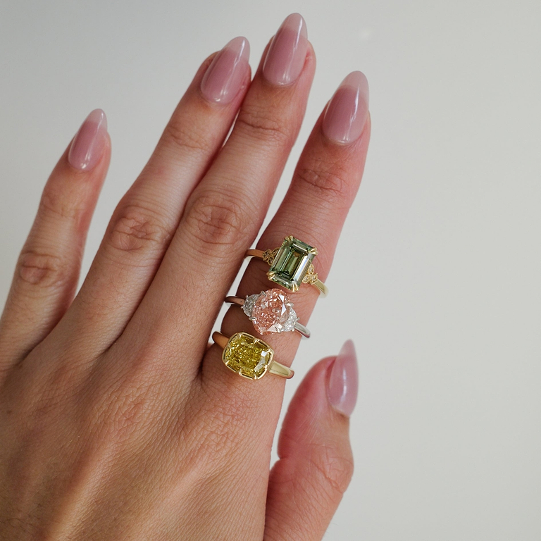 Pink Oval 4cttw Three Stone Ring