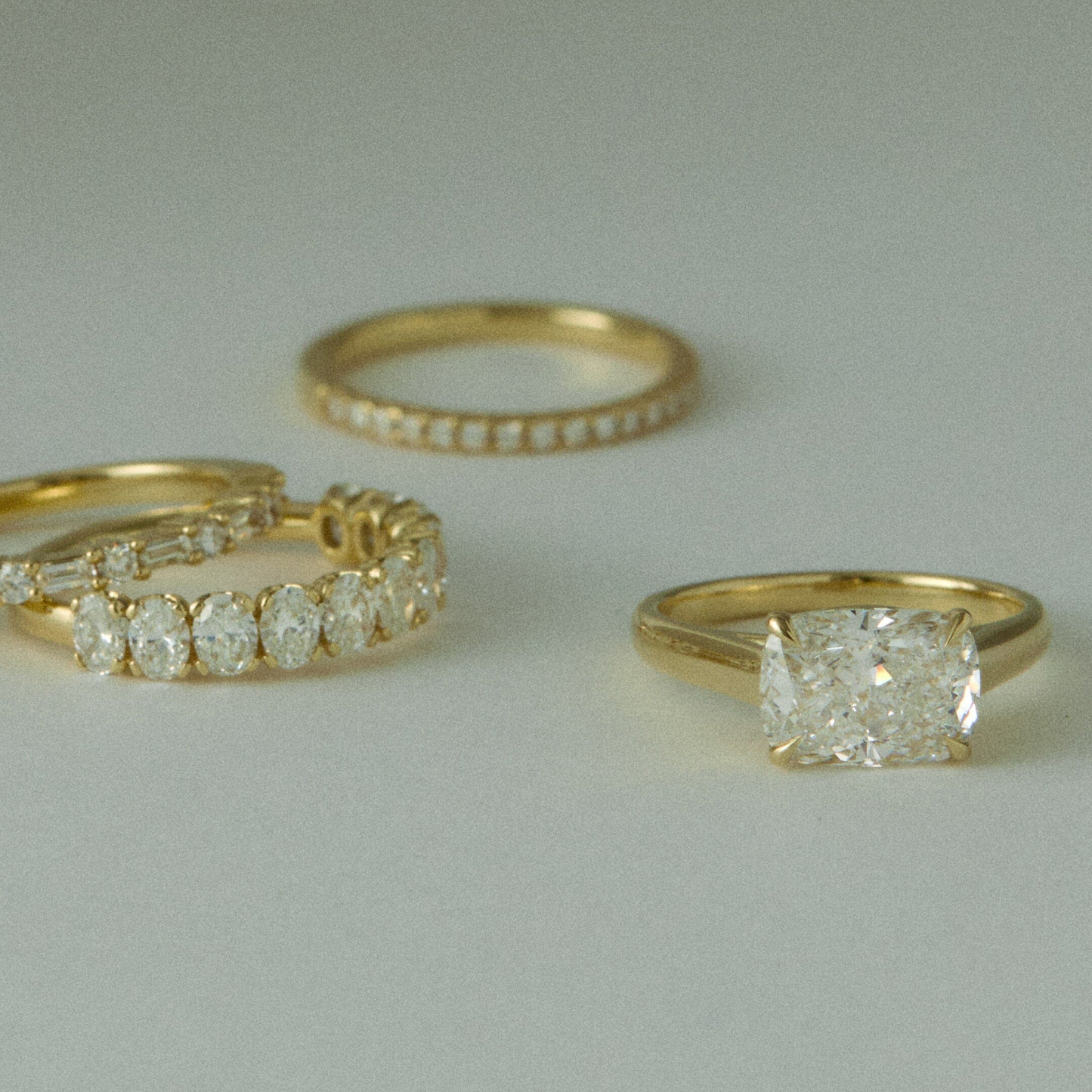 Cushion Cut 3.21ct East West Cathedral Ring