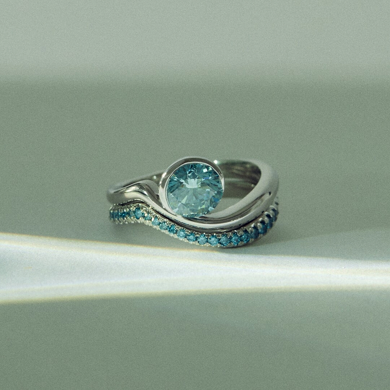 Blue Round 1.53ct Wavecrest Solitaire