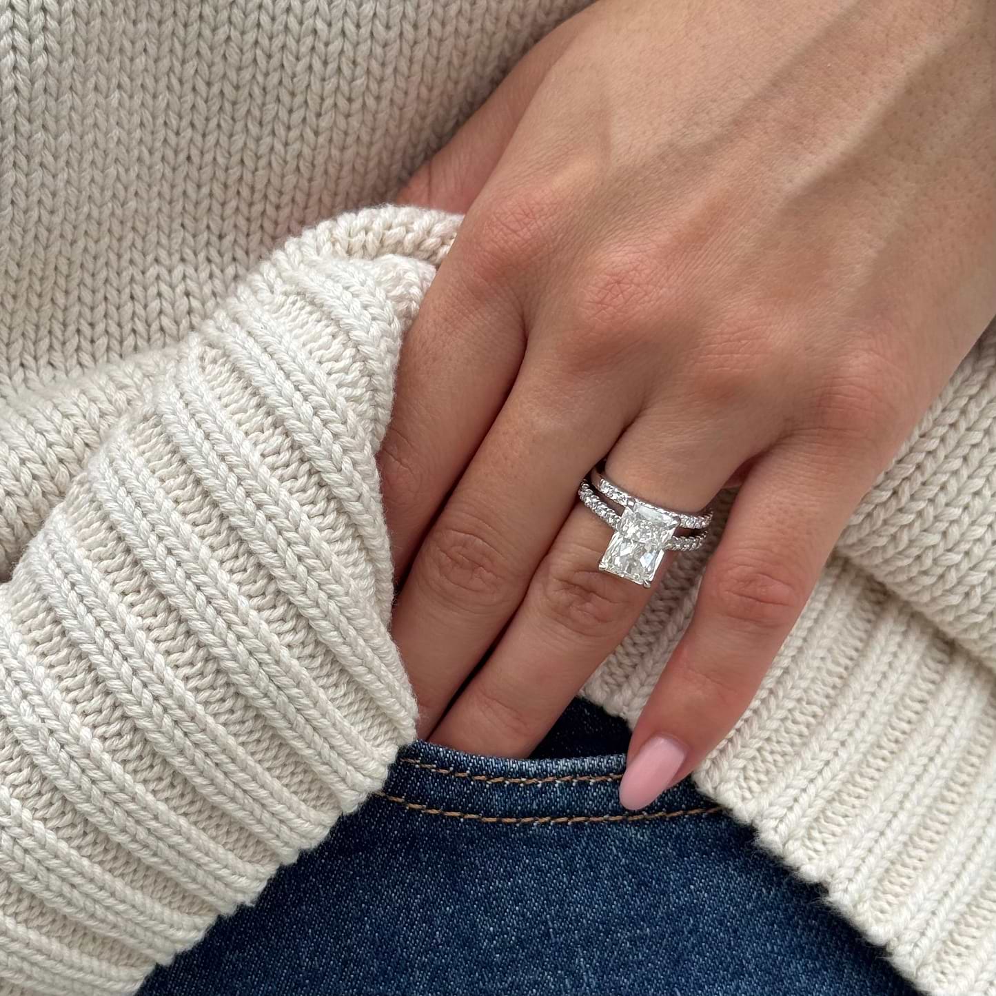 SOLD Radiant 4.46ct E VS1 IGI Lab Diamond Platinum Ring