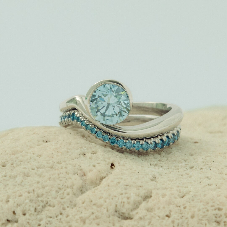 Blue Round 1.53ct Wavecrest Solitaire