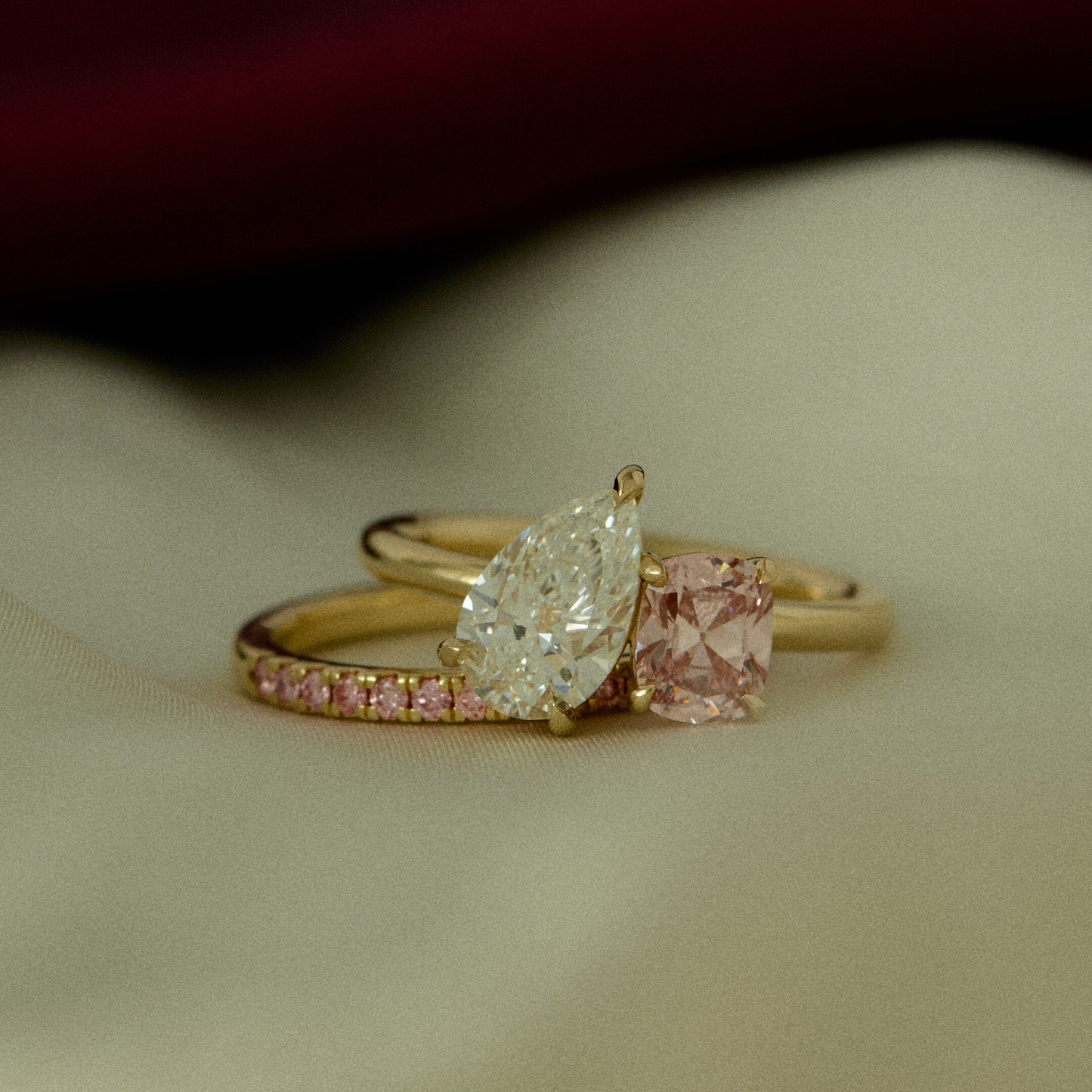 Toi Et Moi Pink & White Lab Diamond Ring