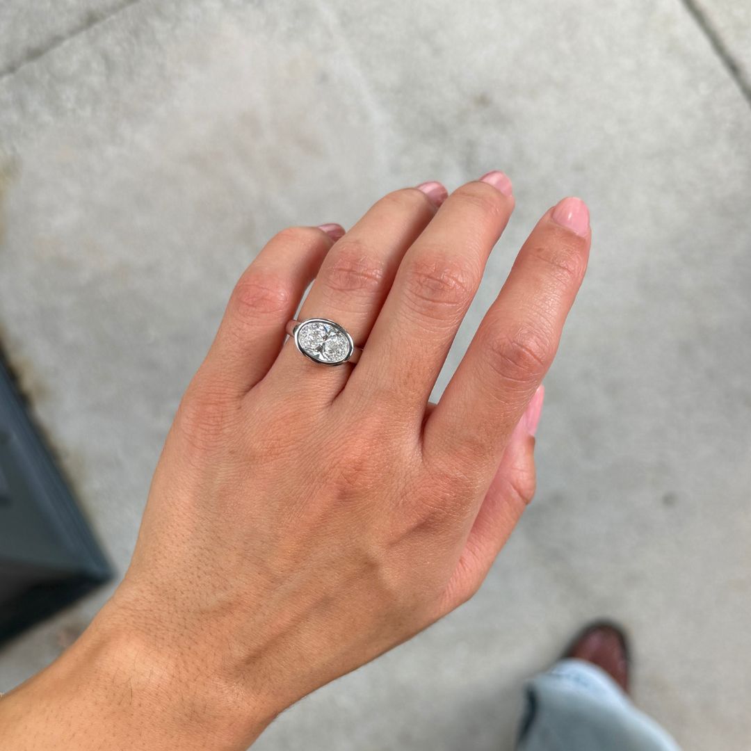 Oval Cut 2.62ct East West Wide Bezel Ring