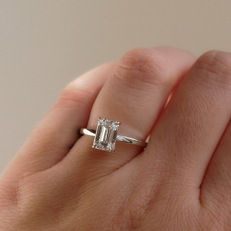 Emerald Cut 2ct Hidden Halo Ring