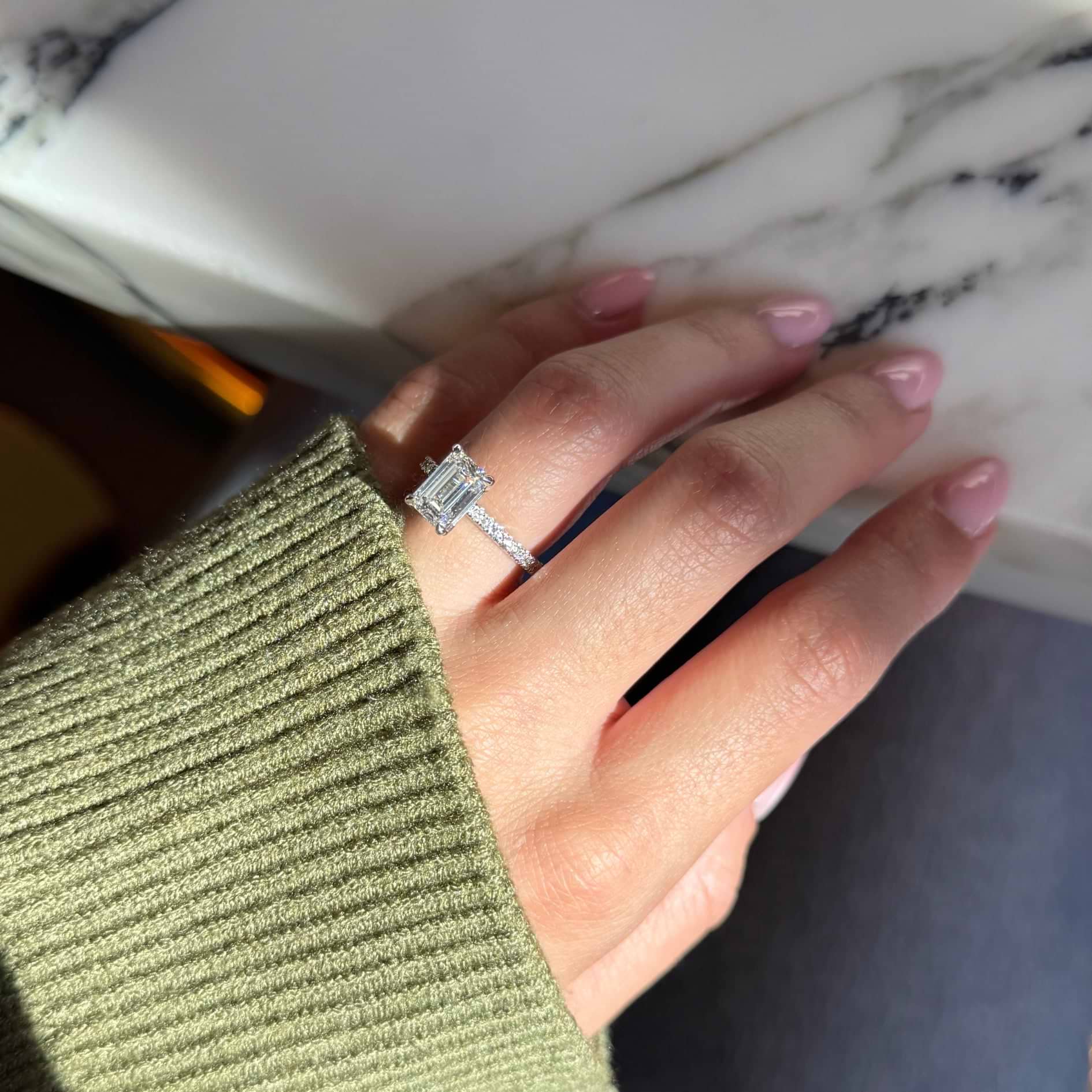 Emerald 2.04ct Pave Diamond Ring